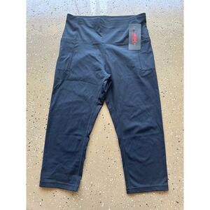 NWT The Gym People Women's Black High Waist Capri Leggings Pockets Yoga Medium M
